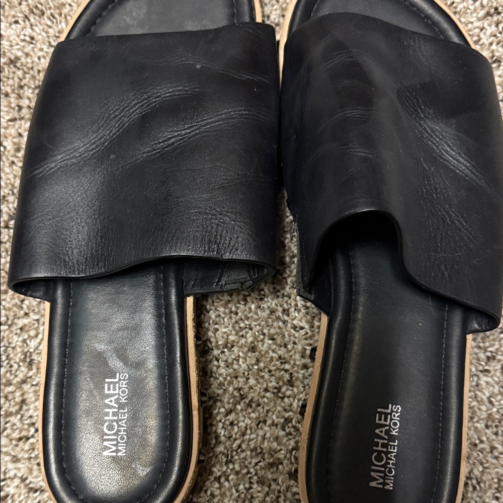 Michael Kors Black Leather Sandals